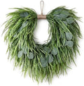 Artificial Wreath for Front Door, Faux Saw Grass Fake Eucalyptu Greenery Hanging Heart Shaped Wreath for Wall, Farmhouse, Window, Home Decor by Unknown
