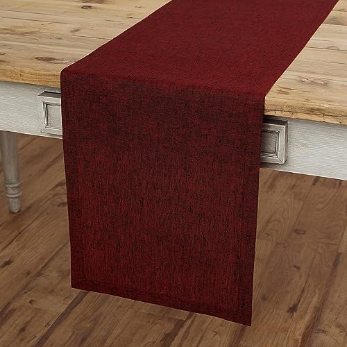 Solino Home 100% Pure Linen Table Runner Red Extra Long, Athena 14 x 132 in by SolinoHome