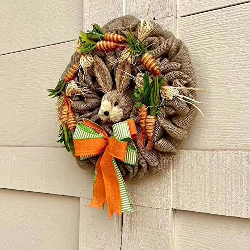 Easter Door Wreath for Front Door Artificial Carrot Ornament Spring Wreath - Image 7