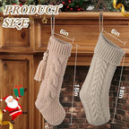 steo spce 6 Pack Vintage Knit Christmas Stockings – White Beige Apricot Rustic Boho Farmhouse Cable Knitted Holiday Set - Image 2