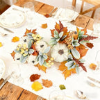 2 Pack Larger Fall Pumpkin Decoration in Wood Box Artificial Pumpkins Tables Centerpieces Faux Gourd Berries Maple Leaves for Autumn Thanksgiving Dining Harvest Mantel Home Indoor Decor - Image 5