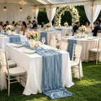 16 Pack Dusty Blue Cheesecloth Table Runner 10Ft Boho Gauze Table Runners 35x120 Inch Blue Cheese Cloth Table Runners Long Sheer Table Runners for Wedding Bridal Shower Birthday Party Table Decor - Image 2