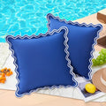 JOJOGOGO Navy Blue Scalloped Outdoor Throw Pillow Covers 18x18 Set of 2 by JOJOGOGO