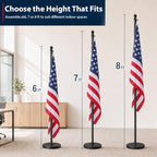 Flag Stand Indoor - 1" Heavy Duty Metal Flag Pole Set with Base,6-8ft Adjustable,Portable & Free Standing for Office,Conference Room,Classroom,Entryway,Outdoor Porch Deck (Black) - Image 5