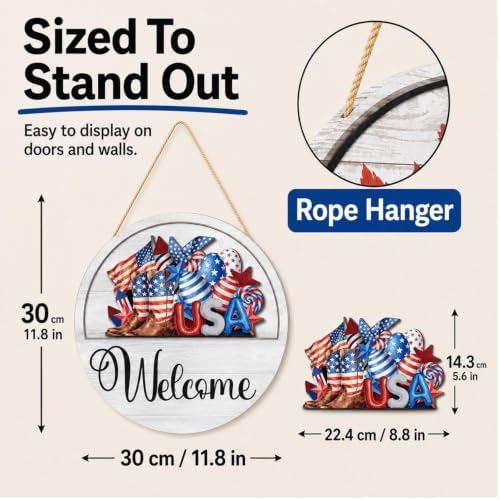Interchangeable Welcome Sign for Front Door 12 Inch Round Seasonal Decor - Image 4