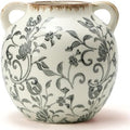 Gray Vintage Antique Vase, 5.6 Inch All Seasons Chinoiserie Floral Vase, Rustic Ceramic Vase for Home Decor, Living Room, Bookshelf, Office, Entryway, Garden, Chinoiserie Decor, Tuscan Decor by PORCER