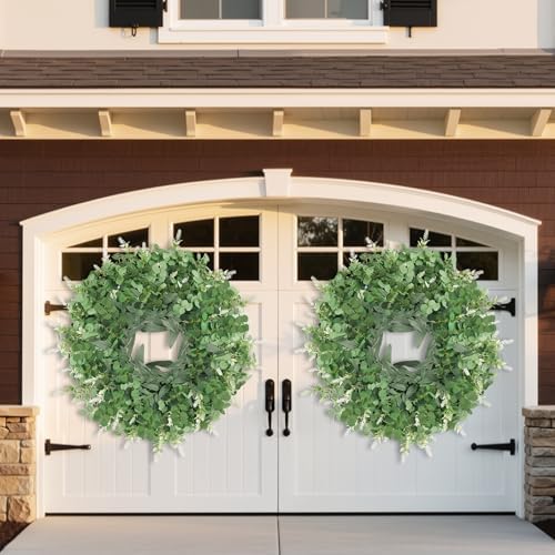 26" Large Eucalyptus Wreath for Front Door Spring Summer Greenery All Season Green Year Round Artificial Eucalyptus Leaves Wreath for Porch Farmhouse Home Wall Window Outdoor Indoor Decorations - Image 2