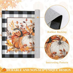 SHACOS Fall Orange and Blue Pumpkin Rugs 32x48 Buffalo Plaid Front Door Mat - Image 7