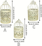 3PCS Iron Birdcage Candle Holder Decorative for Weddings Home Vintage Detachable Centerpieces Tables Hanging Outdoor Indoor Courtyard - Image 2
