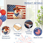 July 4th Patriotic Canvas Wall Art 4th of July USA Decorations Vintage American Flag Chicken Painting Roosters Chickens Picture Wall Decor Independence Day Home Decor 16x20in - Image 4