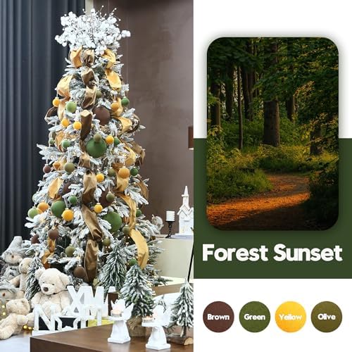 Sea Team 32-Pack Flocked Velvet Christmas Ball Ornaments, Olive Green - Image 2
