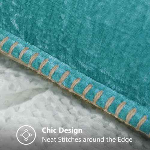 decorUhome Soft Chenille Throw Pillow Covers 20x20 Set of 2 Turquoise - Image 4