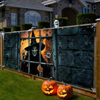 7 * 16FT Halloween Witch Garage Door Cover Decorations Halloween Scary Witch Garage Door Banner for Outdoor Indoor Halloween Decorations Party Photography Backdrop - Image 5