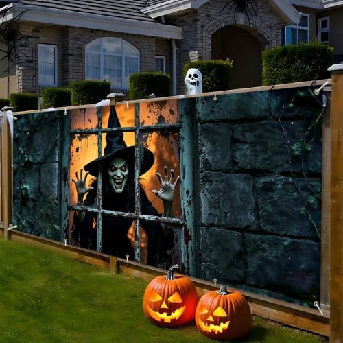 7 * 16FT Halloween Witch Garage Door Cover Decorations Halloween Scary Witch Garage Door Banner for Outdoor Indoor Halloween Decorations Party Photography Backdrop - Image 5