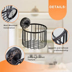 Wall Mounted Toilet Paper Holder Basket Antique Black Bathroom Storage Organizer Container, Oil Rubbed Bronze - Image 6