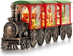 Train Snow Globe Christmas Snow Globe Lantern with Auto 6H Timer and Manual Glitter, Lighted Christmas Decorations Indoor with Gingerbread Man Tree for Home Tabletop, Battery Operated by Gorrzai