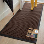 GORILLA GRIP WeatherMAX Door Mat, Indoor Outdoor, 72x24, Dark Brown Squares by GorillaGrip