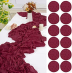 12 Pack Burgundy Cheesecloth Table Runner,20x120 in Table Runner by FXKS