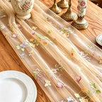 3 Pcs Floral Table Runner 10ft Embroidery Soft Flower Tulle - Image 6
