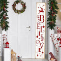 Welcome Porch Sign, Wooden, 47.2", Outdoor Front Door, Reindeer by TOMPOP