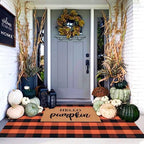 Orange and Black Plaid Rug, 4' x 6' Fall Outdoor Front Door Decor Mat, Cotton Washable Hand-Woven Rug for Layered Doormat, Autumn Halloween Thanksgiving Carpet for Porch, Entryway - Image 3