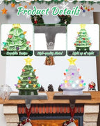 Minetom Ceramic Christmas Stocking Holders with LED - Green and White Set of 2 for Mantle & Window - Image 7