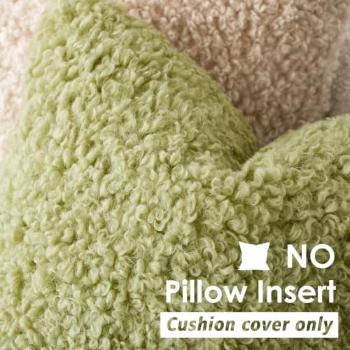 Foindtower Decorative Fuzzy Faux Fur Throw Pillow Covers 22x22 Leaf Green - Image 3