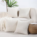 VAKADO Cream White Decorative Throw Pillow Covers Couch Corduroy 26x26 Set of 4 Home Living Room Neutral Rustic Farmhouse Cushion Case Decor Boho Square for Bed Sofa by VAKADO