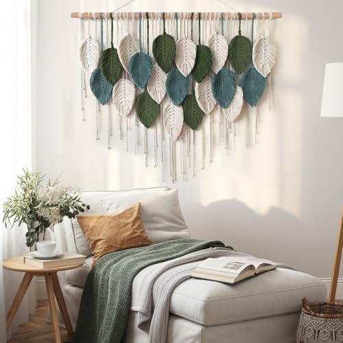 Macrame Wall Hanging Large Boho Home Decor Modern Bohemian Leaves Tapestry - Image 4