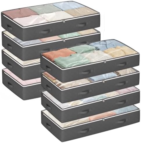 Budding Joy 95L Under Bed Storage Containers, 8 Pack Storage Bags Grey by BuddingJoy-BuildaJoyfulLifeforYou