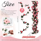 Suncalla 30 Pcs 246ft Flower Garland Artificial Vine with Green Leaves Hanging Fake Flower Vines Ivy Garlands Wall Garden Decor for Room Wedding Birthday Arch Decor (Pink) - Image 2
