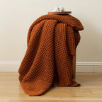 Waffle Knit Blanket Throw, Fall Caramel Throw Blanket for Couch, 60"x80" - Image 5