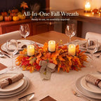 Hotop Fall Centerpieces for Tables Decorations with 3 Candle Holder - Image 4