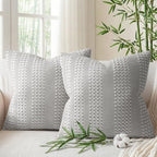 a moment 2 Pack Bamboo Fiber Pillow Covers - Waffle Weave, Ultra Soft & Breathable, Euro Shams Cotton Throw Pillow for Couch, Sofa, Bedroom Living Room 26x26 Inch Grey by amoment