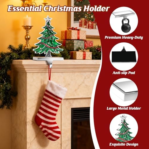 Christmas Stocking Holders for Mantle Set of 4, Heavy Duty 3D Stocking Stand Weighted Stocking Hooks Christmas Ornaments Decorations for Fireplace Tabletop - Image 3