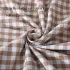 Silnuo Taupe/White Gingham Plaid Ruffled Pillow Covers King Size Set of 2 - Image 5