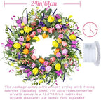 24 Inch Spring & Summer Artificial LED Tulip Wreath with LED Lights, Multicolor, for Easter, Holidays & Celebrations - Image 2