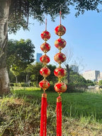 2String 10PCS 40Inch Red Flannel Chinese Tassel Lantern Chinese New Year Decorations for Party Wedding Supplies Spring Festival Decorations Mid-Autumn Moon Festival Wedding Party Ornaments - Image 5
