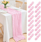 16 Pack Pink Cheesecloth Table Runner 21.5 x 120 Inches Boho Gauze Table Runners 10FT Long Cheese Cloth Table Runner for Bridal Shower Baby Shower Birthday Party Wedding Decor by Unknown