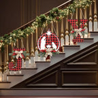 Soaoo 1 Set of 3 Pcs Christmas Joy Sign Buffalo Plaid Christmas Wreaths Rustic Burlap Wooden Hanging Front Door Decorations for Xmas Home Outdoor Window Indoor Porch Holiday Wall Decor Party Supplies - Image 4