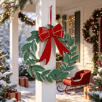 Vintage Metal Christmas Wreath Wall Decor Rustic Xmas Large Distressed Hanging Onaments Wreath for Front Door Porch Wall Home Outdoor Party Decoration, 14 Inch by Unknown