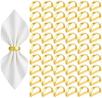 50 Pcs Gold Napkin Rings, Matte Gold Semicircle Thanksgiving Napkin Rings, Modern Serviette Napkins Ring for Table Settings, Kitchen Dinner Party Wedding Decorations by Unknown