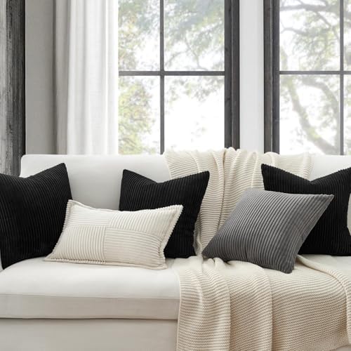 Topfinel Decorative 20x20 inch Black Throw Pillow Covers Cushion Cases, Set of 4 Soft Velvet Modern Double-Sided Designs, Mix and Match for Home Decor, Pillow Inserts Not Included - Image 2