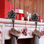 Hxezoc 2 Pack Pine Cone Christmas Stocking Holder with Snowflake, 3D Brown Metal Mantel Stocking Hangers for Christmas Fireplace Mantel Decorations Christmas Holiday Supplies - Image 7