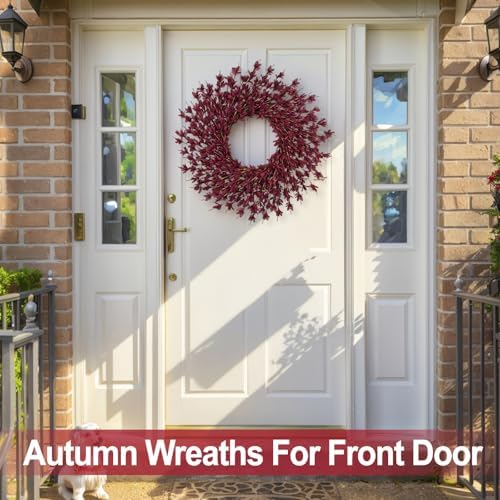 26 Inch Realistic Full Fall Wreaths for Front Door Outside Autumn Wreath - Image 2