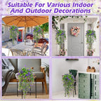 Hotop 6 Pcs Artificial Hanging Plants Ivy Vine with Flowers, Purple - Image 5