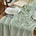 Artoid Mode Boho Sage Green Gauze 6 Pieces Wedding Table Runner, 120 Inch Seasonal Fabric Kitchen Dining Holiday Table Decor for Home Party Indoor by ArtoidMode