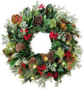 Balsam Hill Outdoor Magnolia Ridge 28" Christmas Wreath - Holiday Elegance Front Door Wreath with Magnolia Leaves, Succulents & Battery-Operated LED Clear Lights by BalsamHill