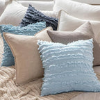 MIULEE Boho Linen Striped Throw Pillow Covers 20x20, Light Blue - Image 5