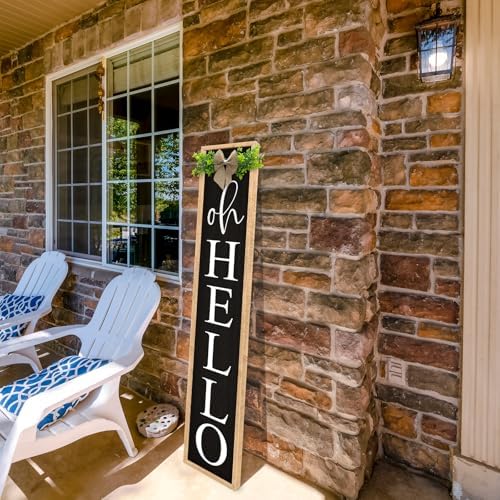 Oh Hello Porch Welcome Sign for Front Door Decor, 45"X9", Wood - Image 6